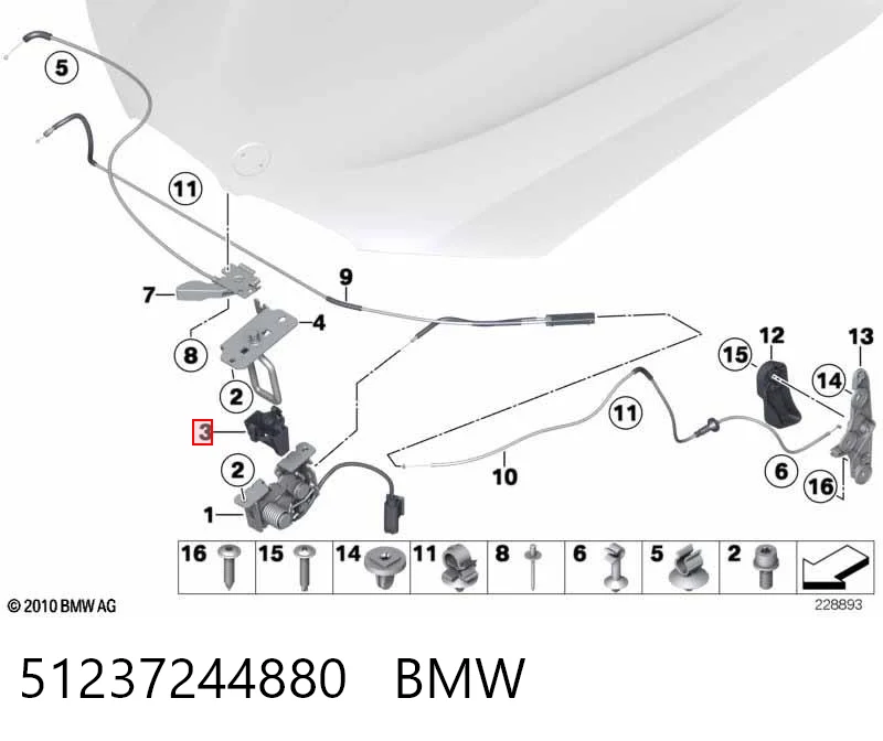 51237244880 BMW Фіксатор скоби капота