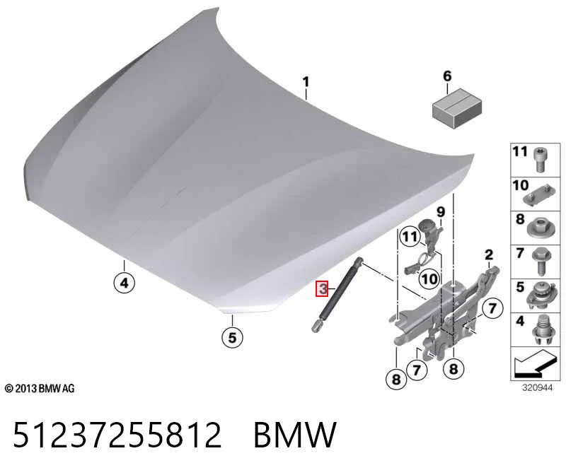 51237255812 BMW Стійка капота