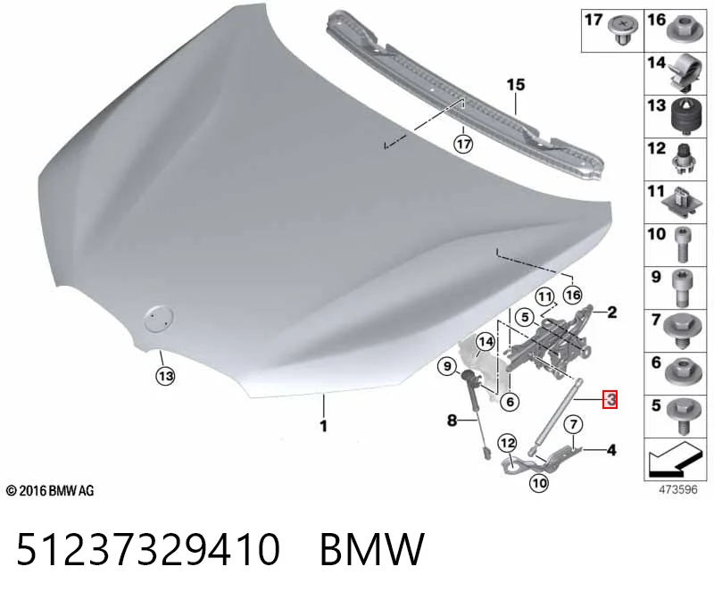 51237329410 BMW Стійка капота