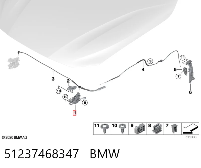 51237468347 BMW Замок капота, лівий