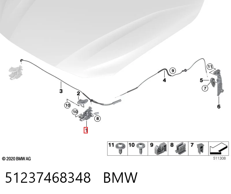 51237468348 BMW Замок капота, правий