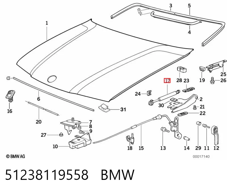 51238119558 BMW Стійка капота