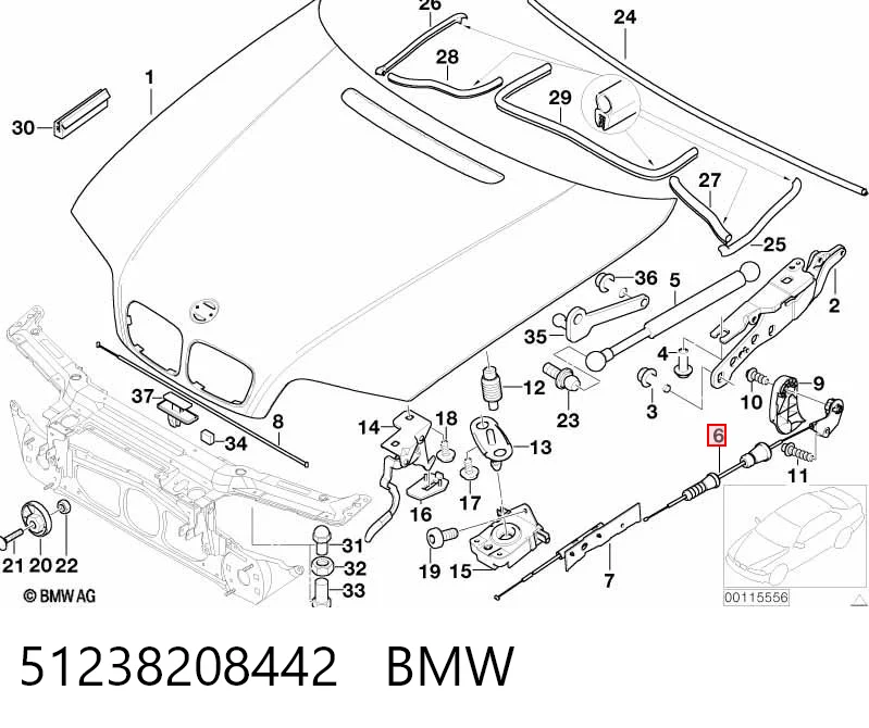 51238208442 BMW Трос замка капота