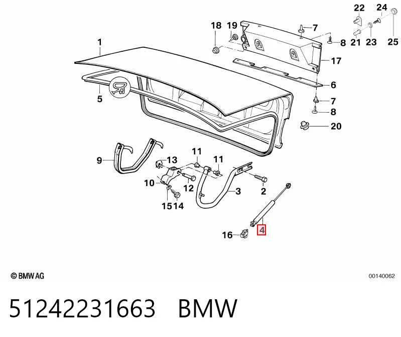 51242231663 BMW Амортизатор кришки багажника / двері 3/5-ї задньої