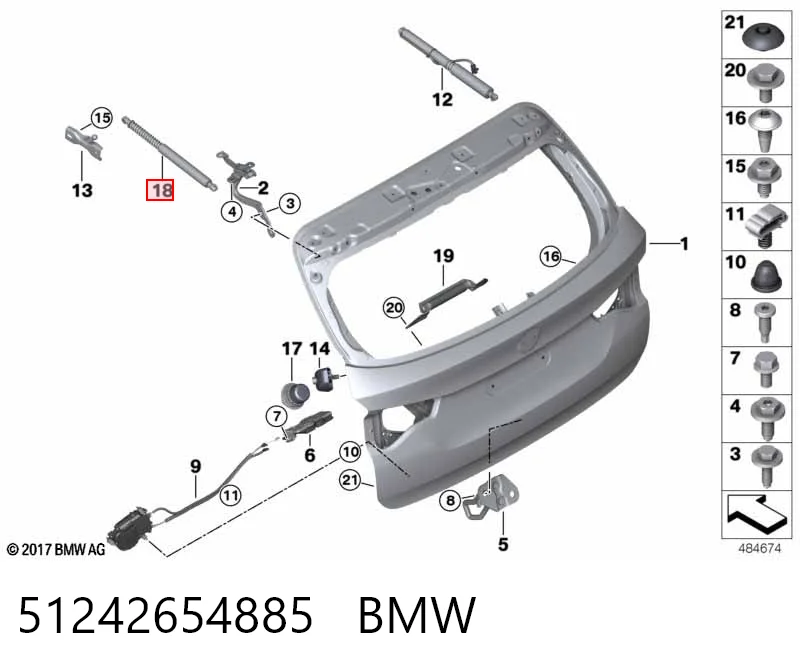 51242654885 BMW Амортизатор кришки багажника / двері 3/5-ї задньої