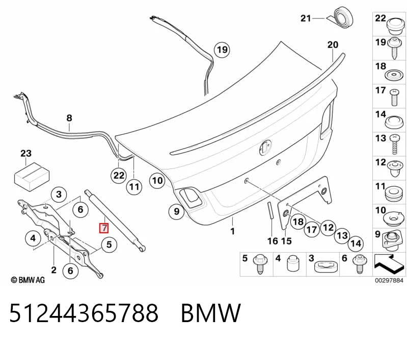 51244365788 BMW Амортизатор кришки багажника / двері 3/5-ї задньої