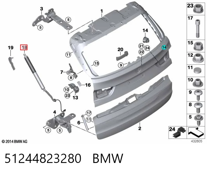 51244823280 BMW Амортизатор кришки багажника / двері 3/5-ї задньої