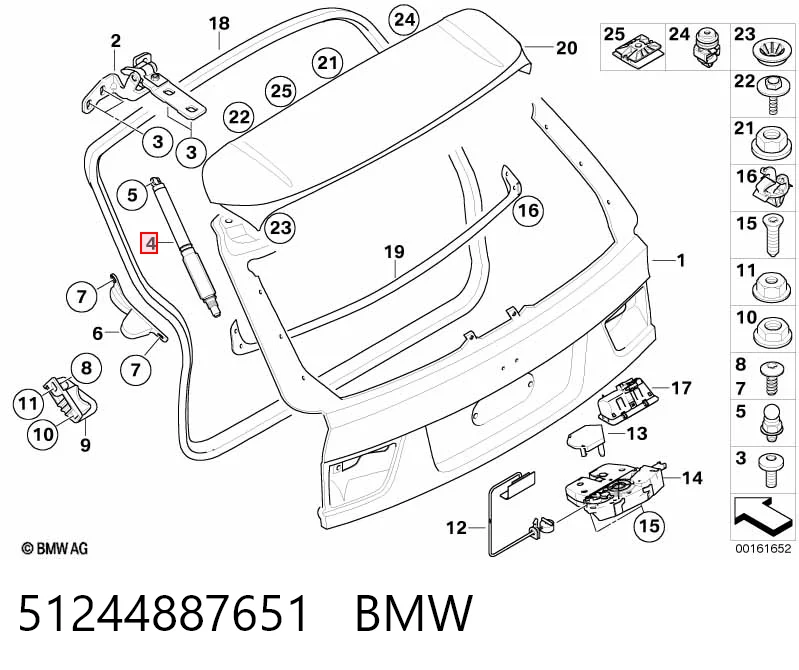 51244887651 BMW Амортизатор кришки багажника / двері 3/5-ї задньої
