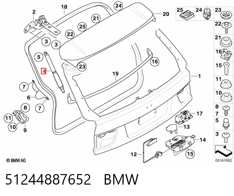 51244887652 BMW Амортизатор кришки багажника / двері 3/5-ї задньої