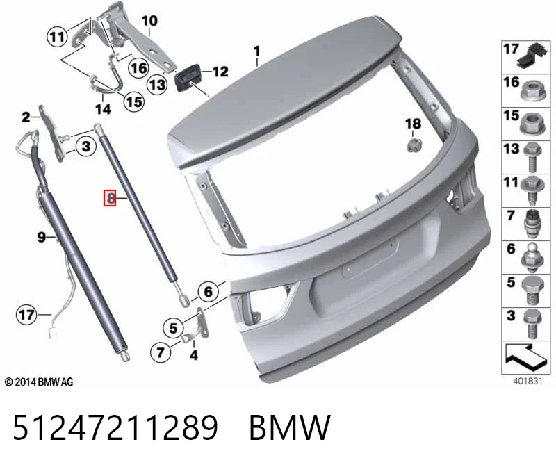 51247211289 BMW Амортизатор кришки багажника / двері 3/5-ї задньої