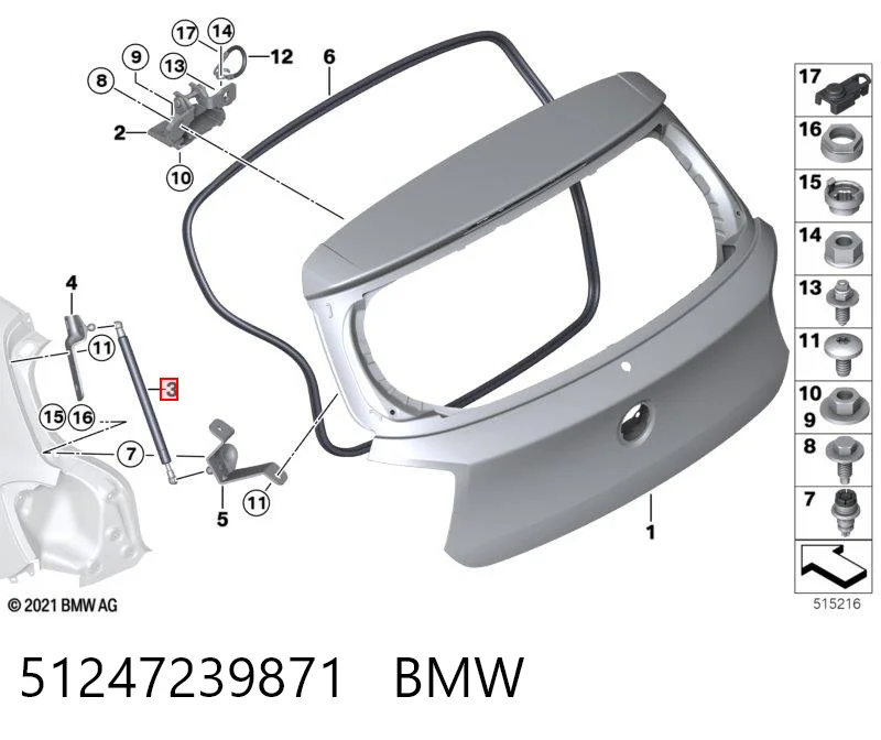 51247239871 BMW Амортизатор кришки багажника / двері 3/5-ї задньої