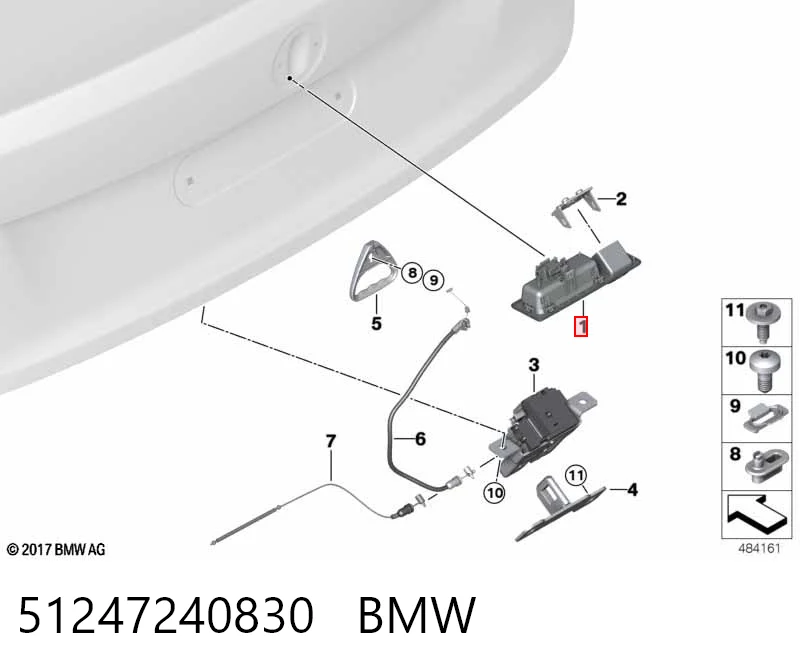 51247240830 BMW Кнопка приводу замка задньої 3/5 двері (ляди)