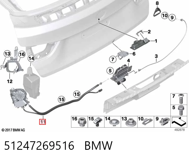 51247269516 BMW Мотор-привід відкр/закр. замку багажника/дверей 3/5-х