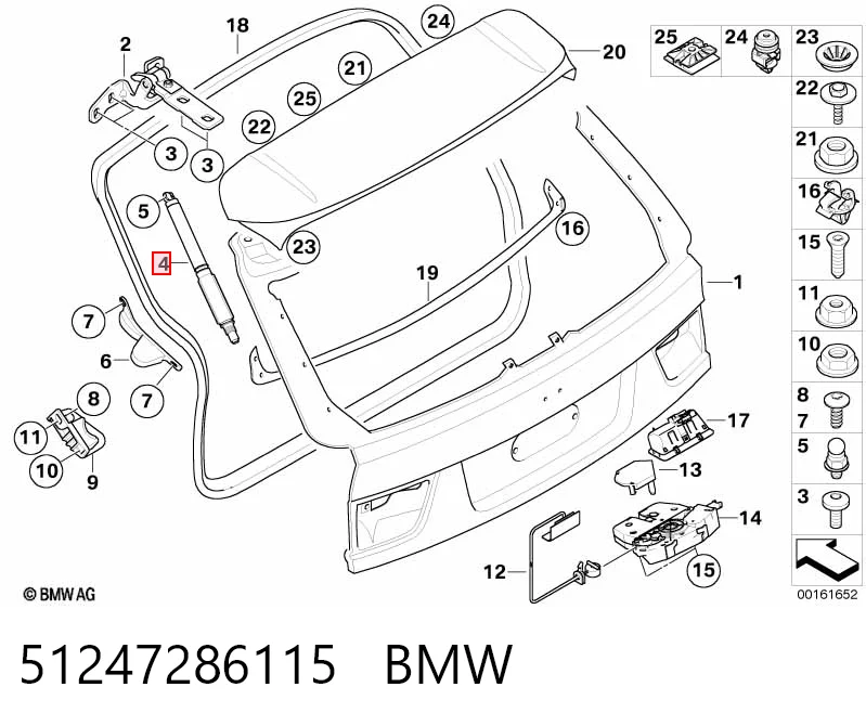 51247286115 BMW Амортизатор кришки багажника / двері 3/5-ї задньої