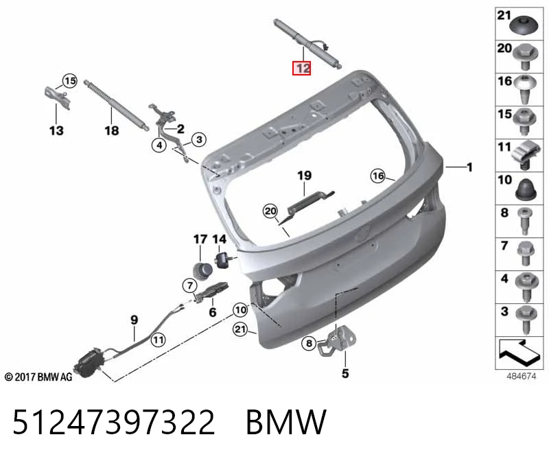 51247397322 BMW Амортизатор кришки багажника / двері 3/5-ї задньої