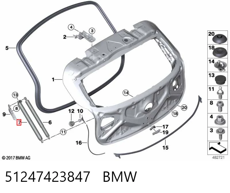 51247423847 BMW Амортизатор кришки багажника / двері 3/5-ї задньої