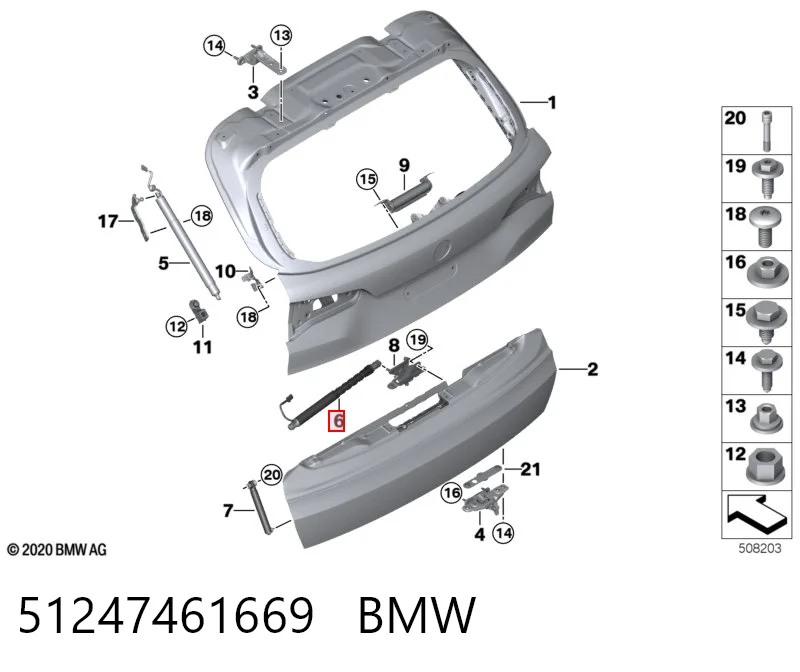 51247461669 BMW Амортизатор кришки багажника / двері 3/5-ї задньої