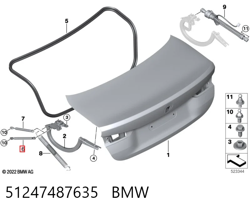 51247487635 BMW Амортизатор кришки багажника / двері 3/5-ї задньої