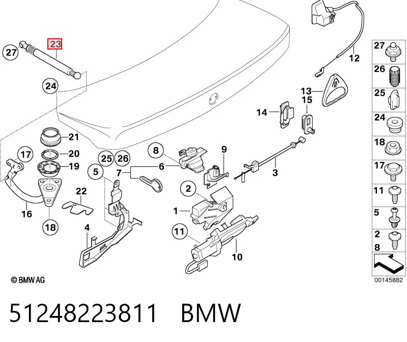 51248223811 BMW Амортизатор кришки багажника / двері 3/5-ї задньої