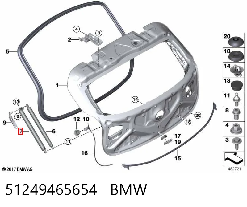 51249465654 BMW Амортизатор кришки багажника / двері 3/5-ї задньої