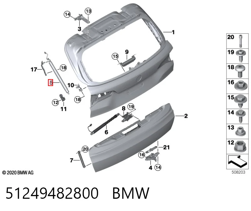 51249482800 BMW Амортизатор кришки багажника / двері 3/5-ї задньої