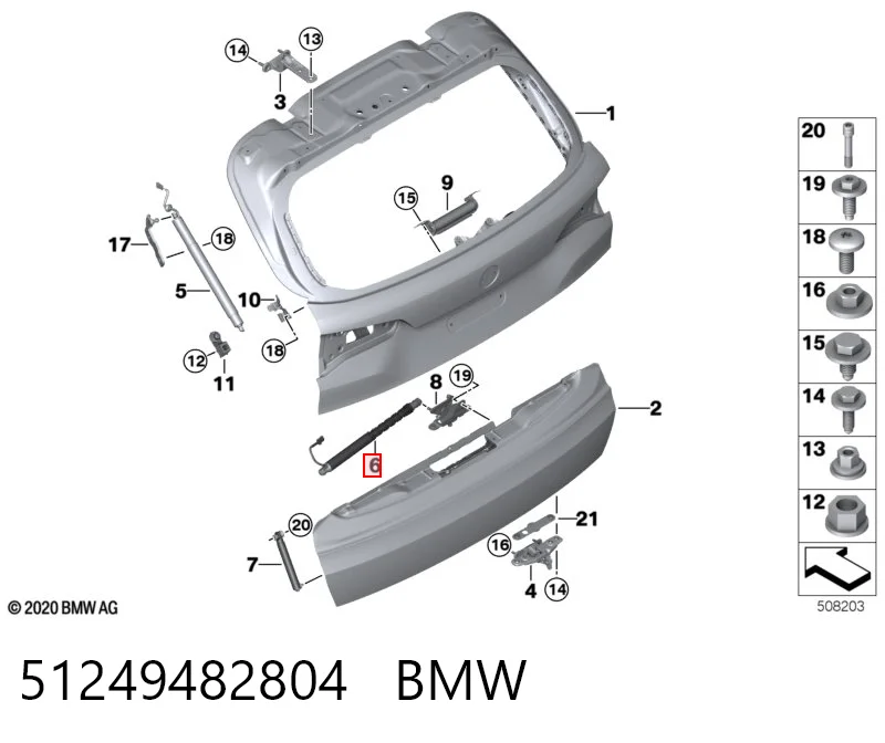 51249482804 BMW Амортизатор кришки багажника / двері 3/5-ї задньої
