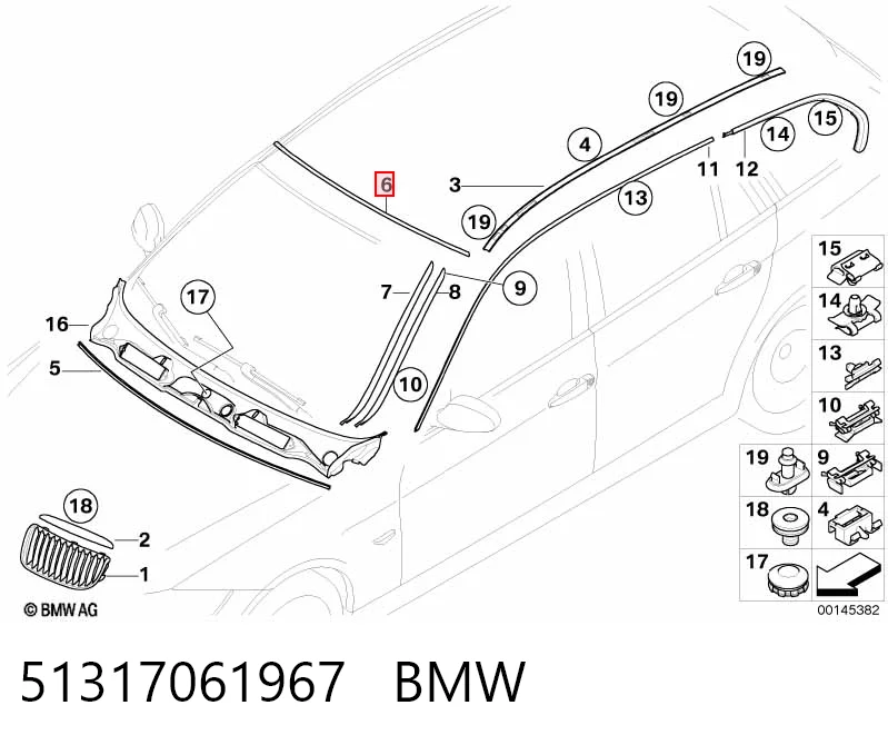 GS1408P133X Icor Молдинг лобового скла, верхній