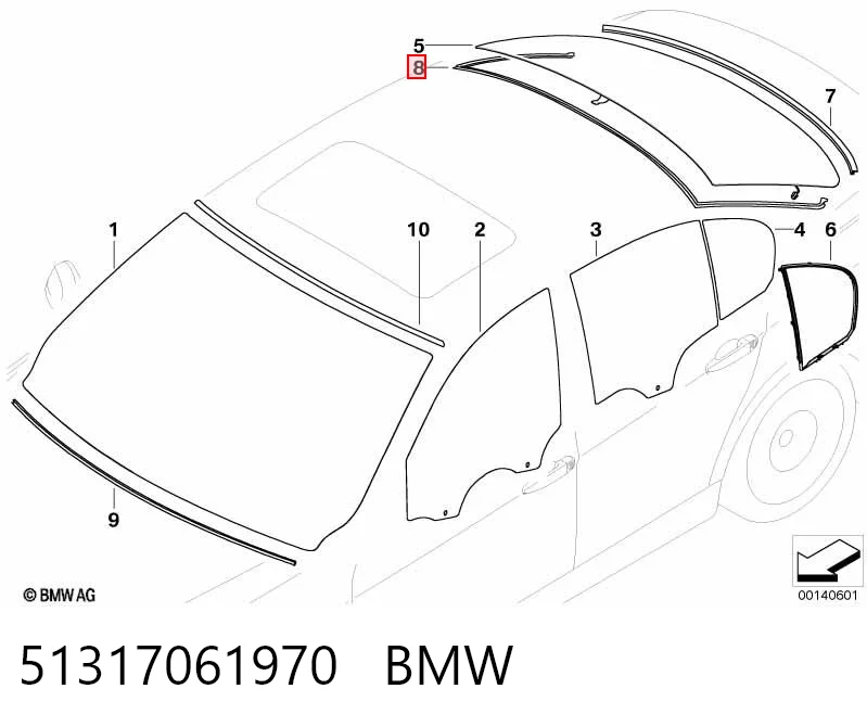 51317061970 BMW Накладка заднього скла