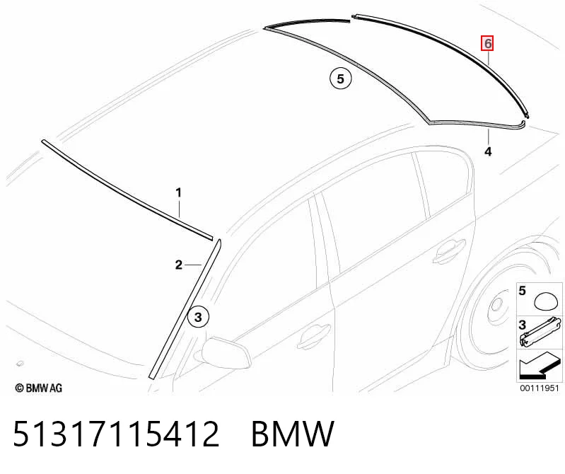 51317115412 BMW Ущільнювач заднього скла, нижній