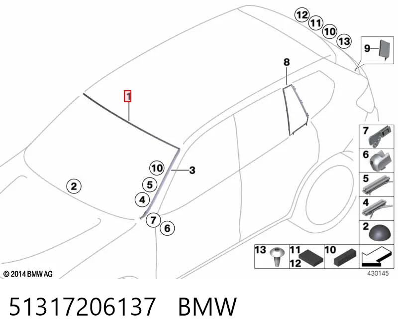 GS1417P126X Icor Молдинг лобового скла, верхній