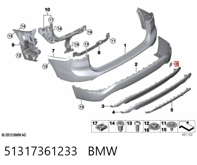 51317361233 BMW Заглушка бампера буксирувального гака, задня