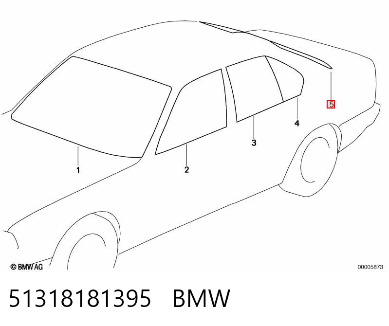 Скло автомобільне заднє BMW 5 седан (E34) (1987 - 1995) ціна, від 56.69 USD