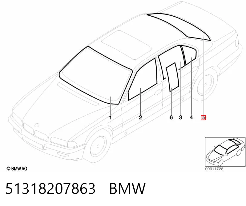 Скло автомобільне заднє BMW 7 седан (E65, E66, E67) (2001 - 2008) ціна, від 56.69 USD