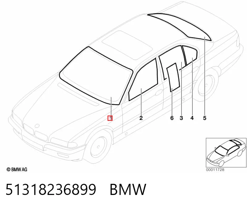 Автомобільне скло на BMW 7  E38