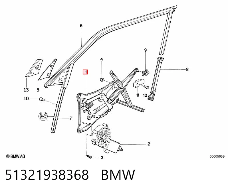 Склопідйомник (механізм переміщення скла) на BMW 7  E32