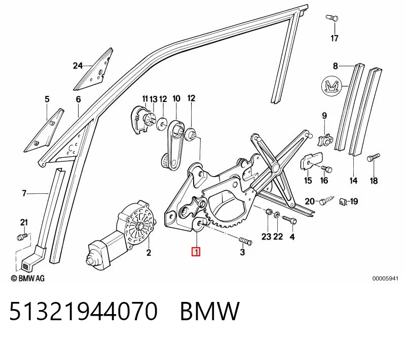 Склопідйомник (механізм переміщення скла) на BMW 5  E34