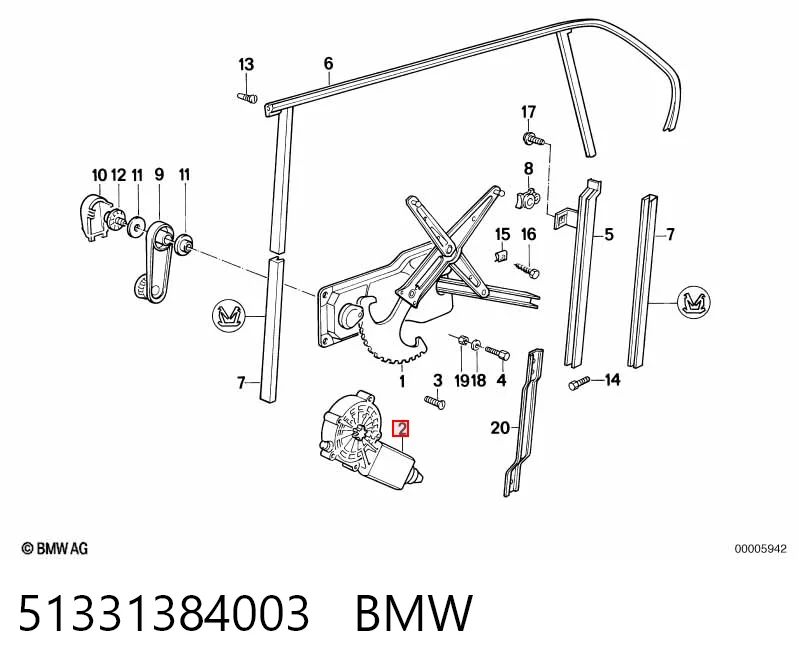 51331384003 BMW Мотор склопідйомника водійських дверей