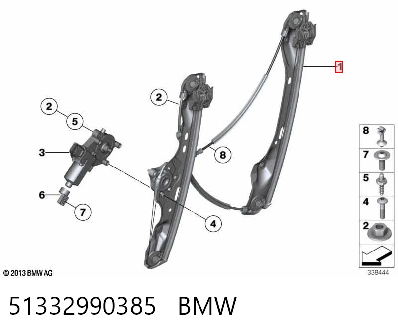 51332990385 BMW Підйомник механічний вітрового скла