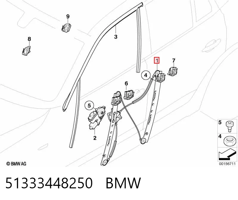 51333448250 BMW Склопідйомник (механізм переміщення скла)