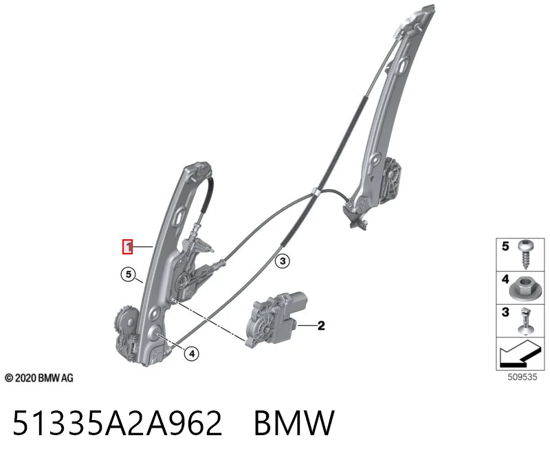51335A2A962 BMW Склопідйомник (механізм переміщення скла)