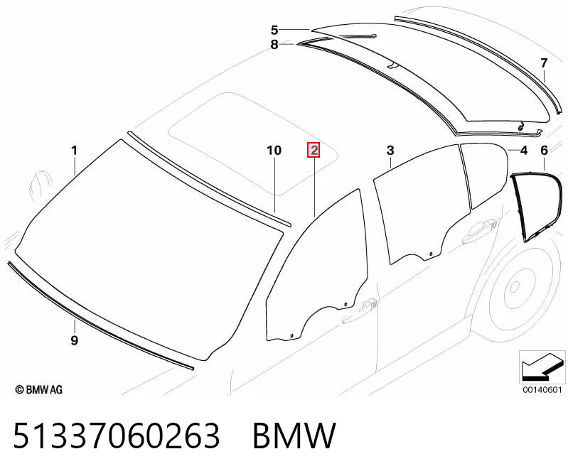 51337060263 BMW Скло водійських дверей