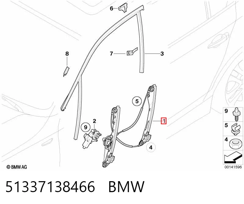 51337138466 BMW Механізм склопідіймача дверей передніх, правих