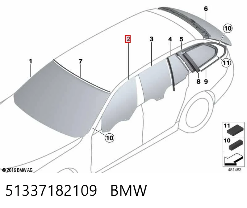 51337182109 BMW Скло передніх дверей, лівою