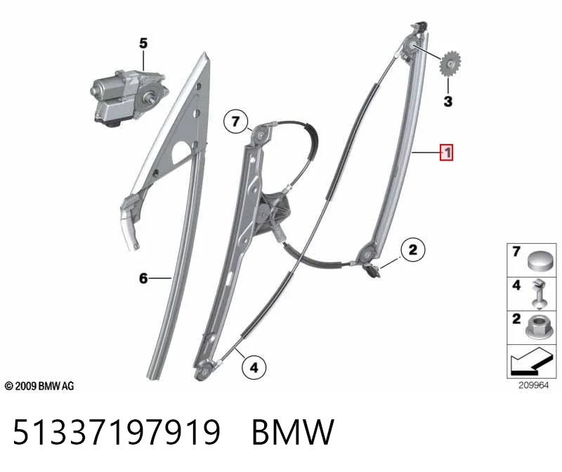 51337197919 BMW Підйомник механічний вітрового скла