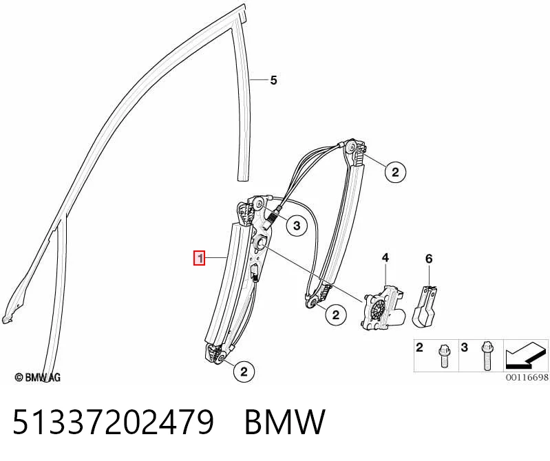 51337202479 BMW Підйомник механічний вітрового скла
