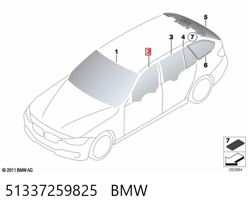 51337259825 BMW Скло передніх дверей, лівою