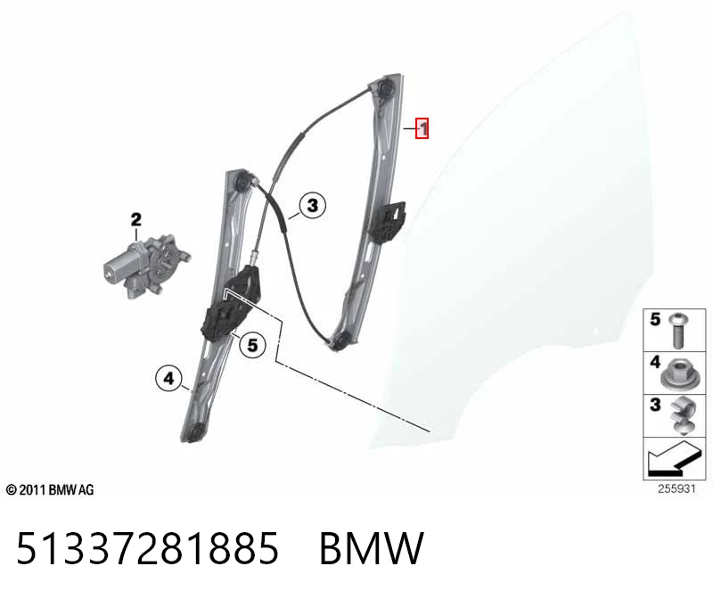 51337281885 BMW Підйомник механічний вітрового скла