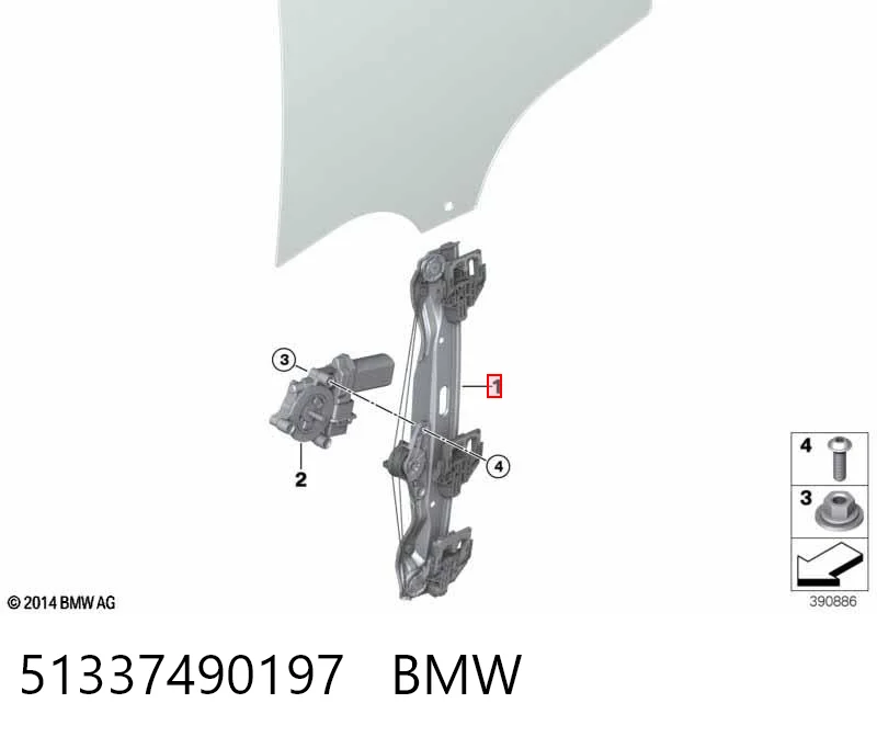 51337490197 BMW Механізм склопідйомника двері задньої, лівої