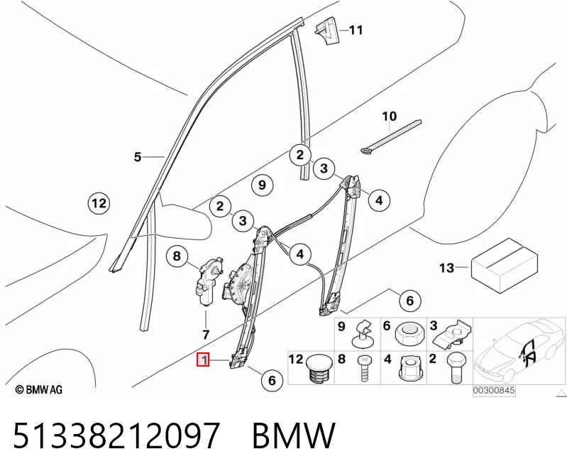 51338212097 BMW Підйомник механічний вітрового скла