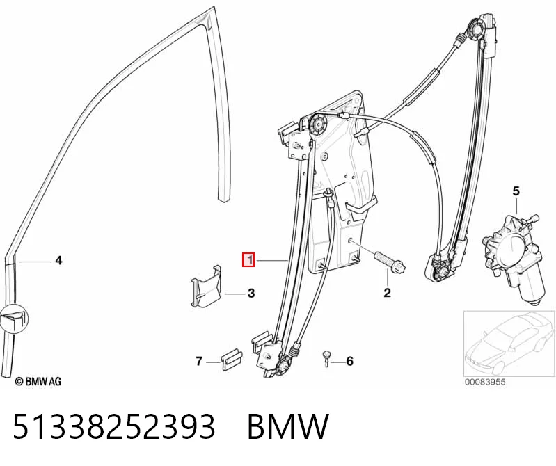 51338252393 BMW Підйомник механічний вітрового скла